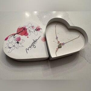 Magnolia 925 Silver Heart Pendant Necklace with Pink & Purple Crystals
